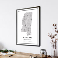 
              Mississippi, United States Modern Style Map Print 
            