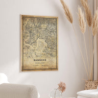 
              Bangkok, Thailand Vintage Style Map Print
            