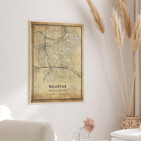 
              Bellevue, Washington Vintage Style Map Print 
            