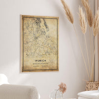 Ipswich, Massachusetts Vintage Style Map Print 