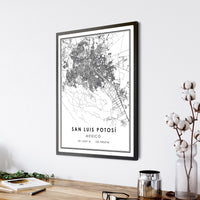 San Luis Potosi, Mexico Modern Style Map Print 
