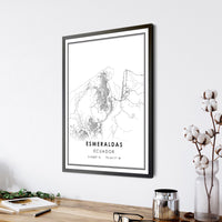 Esmeraldas, Ecuador Modern Style Map Print 