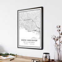 
              North Vancouver, British Columbia Modern Style Map Print 
            