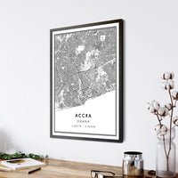 
              Accra, Ghana Modern Style Map Print 
            