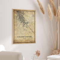 
              College Station, Texas Vintage Style Map Print 
            