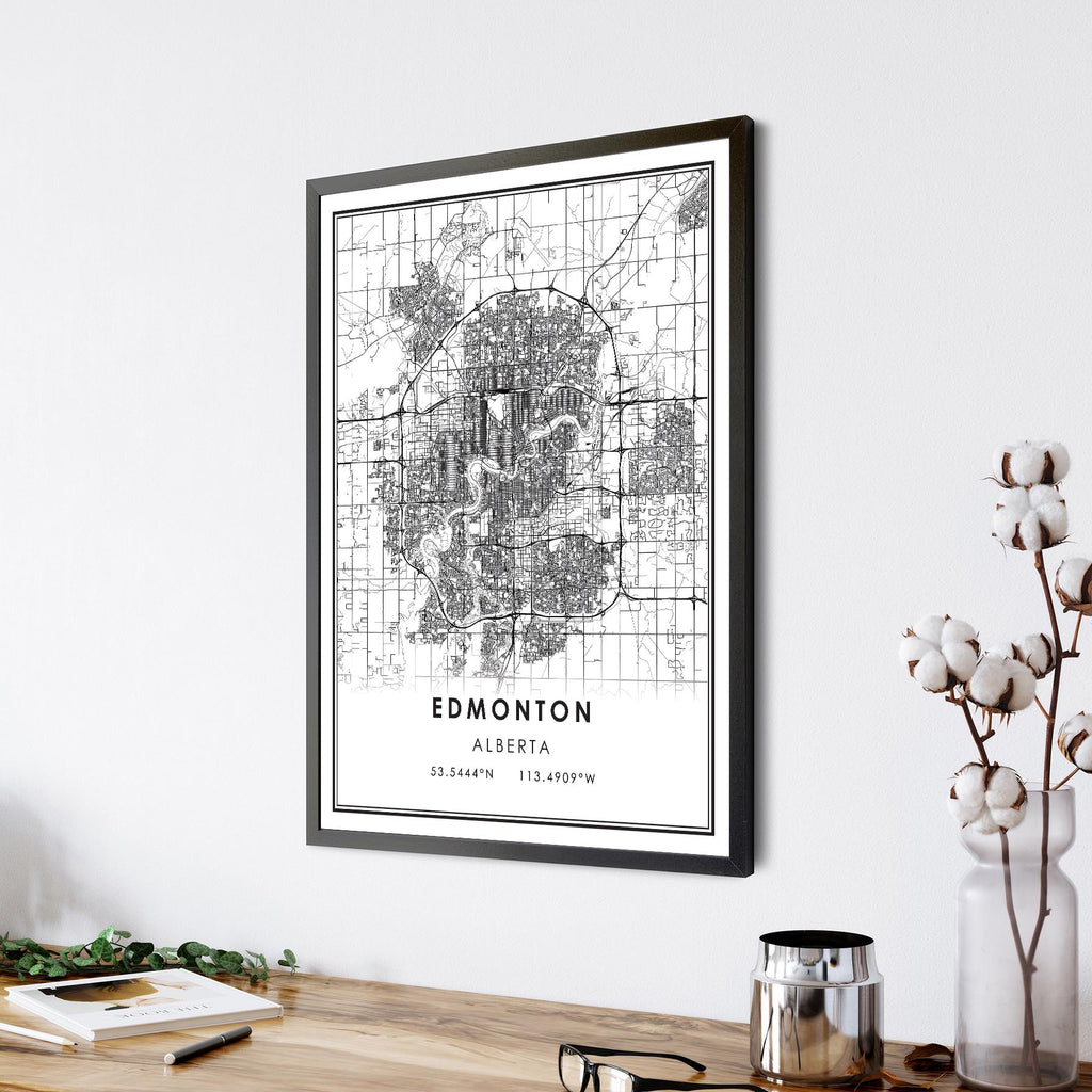 Edmonton, Alberta Modern Style Map Print 
