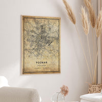
              Poznan, Poland Vintage Style Map Print 
            