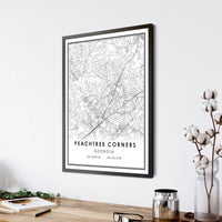 
              Peachtree Corners, Georgia Modern Map Print 
            