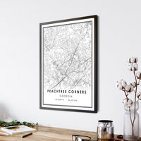 Peachtree Corners, Georgia Modern Map Print 