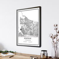 Norfolk, Virginia Modern Map Print 