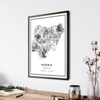 
              Nigeria, Africa Modern Style Map Print 
            
