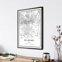 Des Moines, Iowa Modern Map Print 