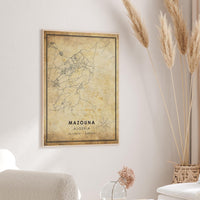 
              Mazouna, Algeria Vintage Style Map Print 
            