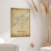 
              Interlaken, Switzerland Vintage Style Map Print 
            