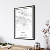 Utica, New York Modern Map Print 
