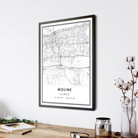 
              Moline, Illinois Modern Map Print 
            