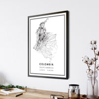
              Colombia, South America Modern Style Map Print 
            