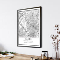 Raleigh, North Carolina Modern Map Print 