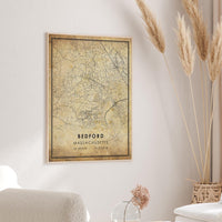 
              Bedford, Massachusetts Vintage Style Map Print 
            