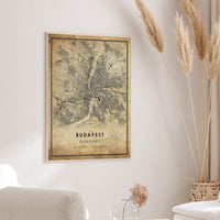 
              Budapest, Hungary Vintage Style Map Print 
            