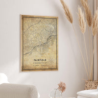 Fairfield, Connecticut Vintage Style Map Print 