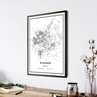 
              Bikaner, India Modern Style Map Print 
            