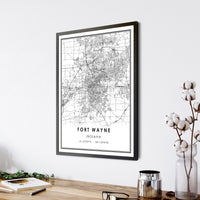 Fort Wayne, Indiana Modern Map Print 