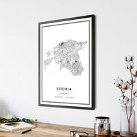 
              Estonia, Europe Modern Style Map Print 
            