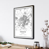 Zagazig, Egypt Modern Style Map Print 