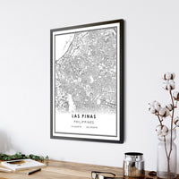
              Las Pinas, Philippines Modern Style Map Print 
            