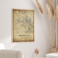 
              Bentonville, Arkansas Vintage Style Map Print 
            