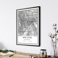 
              Twin Cities, Minnesota Modern Map Print 
            