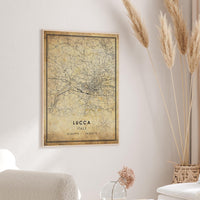 Lucca, Italy Vintage Style Map Print 