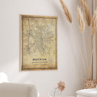 
              Brockton, Massachusetts Vintage Style Map Print 
            