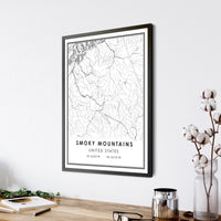 Smoky Mountain, Tennessee Modern Map Print 