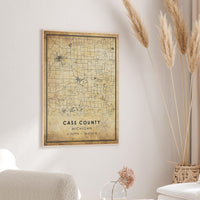 
              Cass County, Michigan Vintage Style Map Print 
            