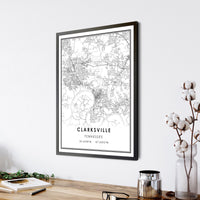 Clarksville, Tennessee Modern Map Print 