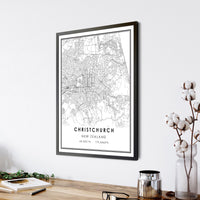 
              Christchurch, New Zealand Modern Style Map Print 
            