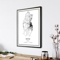 
              Qatar, Asia Modern Style Map Print 
            