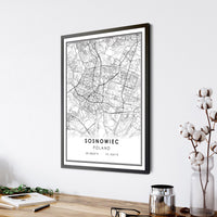 Sosnowiec, Poland Modern Style Map Print 