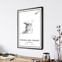 Trinidad and Tobago, Caribbean Modern Style Map Print 