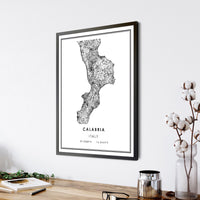 
              Calabria, Italy Modern Style Map Print 
            