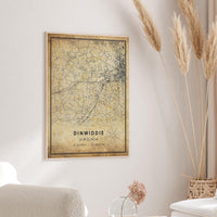 
              Dinwiddie, Virginia Vintage Style Map Print    
            