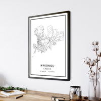 
              Mykonos, Greece Modern Style Map Print 
            