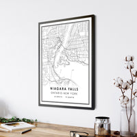 Niagara Falls, Ontario, New York Modern Style Map Print 