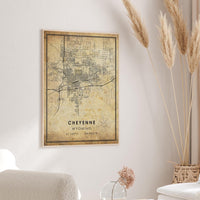 
              Cheyenne, Wyoming Vintage Style Map Print 
            