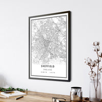 
              Sheffield, England Modern Style Map Print 
            
