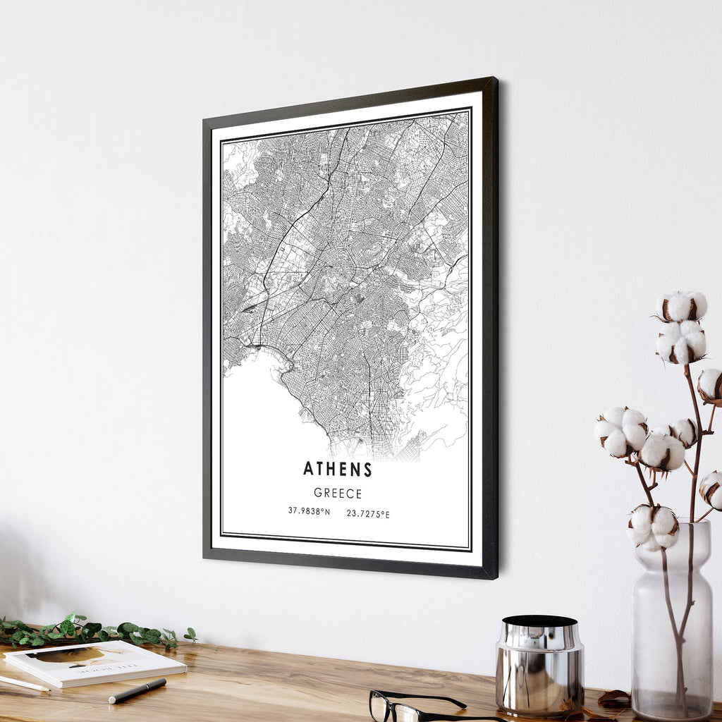Athens, Greece Modern Style Map Print 