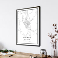 Norwich, New York Modern Map Print 