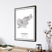 
              Slovenia, Europe Modern Style Map Print 
            